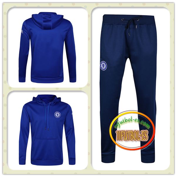 AAA + Thai 2017/18 Chandal del Chelsea FC con Capucha Hombre (Azul Azul  Marino)
