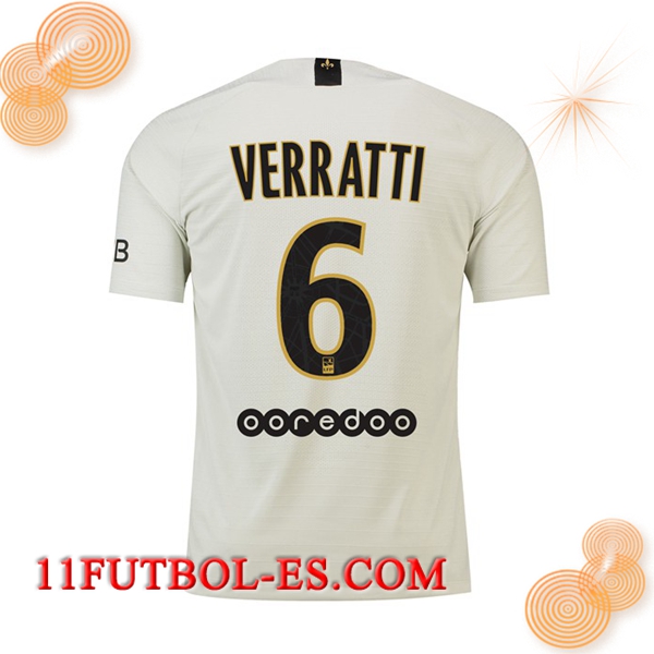 Nuevas Segunda Camiseta PSG VERRATTI 6 Beige 2018 2019 para Hombre